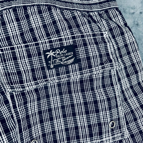 VINTAGE NWT Polo by Ralph Lauren Black and White Board shorts/trunks Sz L - Picture 9 of 13